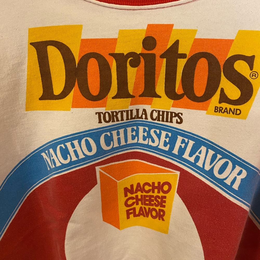Vintage 80s Doritos Nacho Cheese Graphic Crewneck Sweatshirt - Red & White - Picture 2 of 6